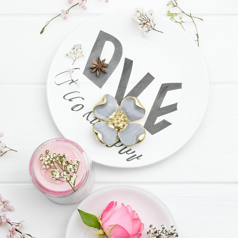 Pastel Enamel Blossom Clip-On Button (1 Piece)