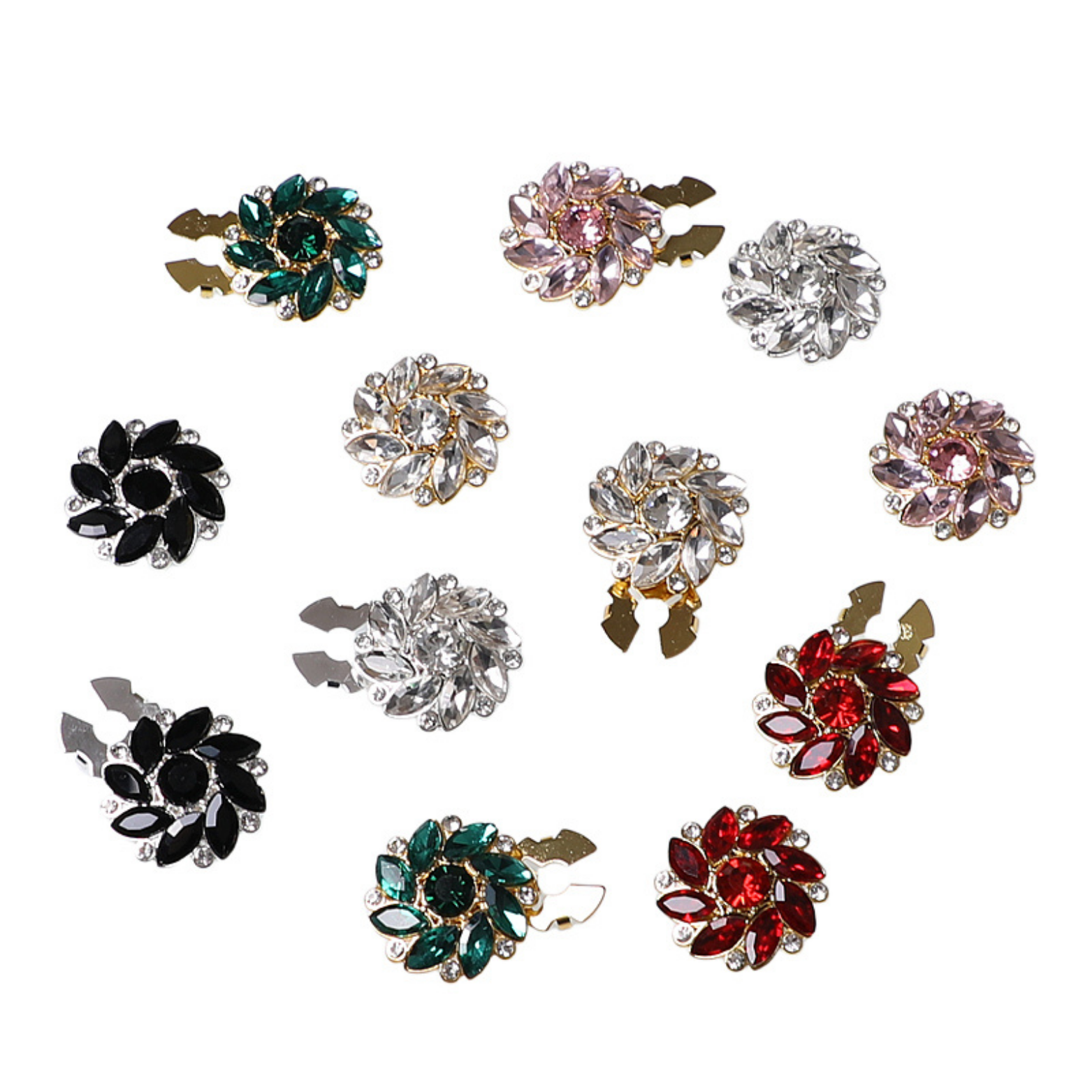 Elegant Enamel Flower Clip-Over Detachable Buttons