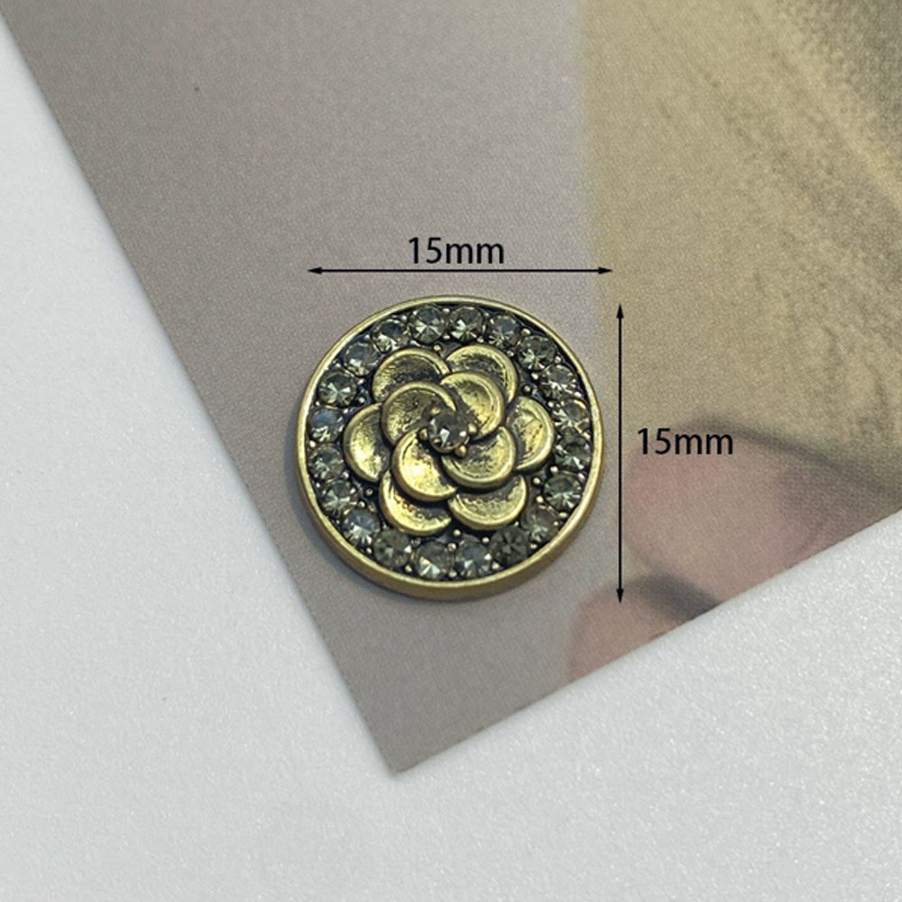 Antique Floral Cameo Rhinestone Clip-On Button (1 Piece)