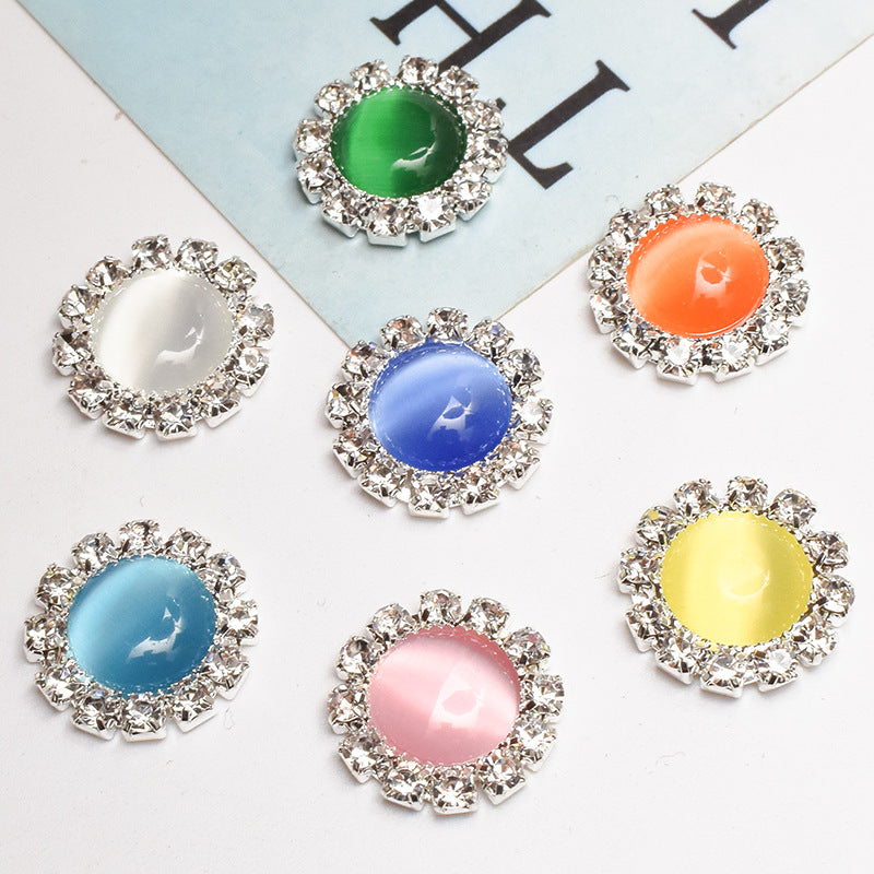 Crystal Halo Cabochon Clip-On Button (1 Piece)