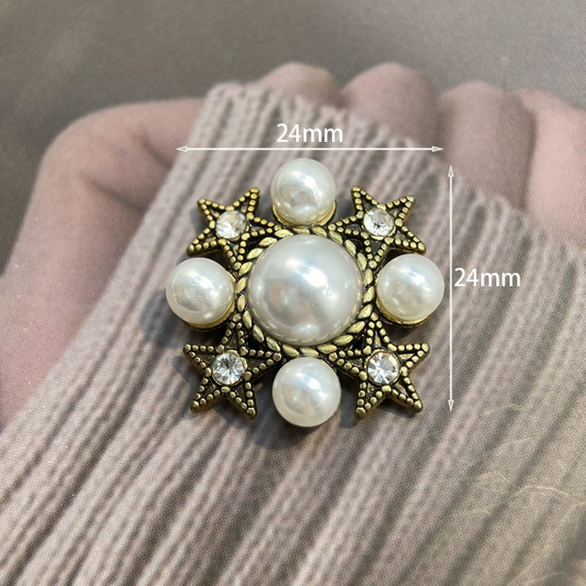 Vintage Pearl Starburst Clip-On Button (1 Piece)