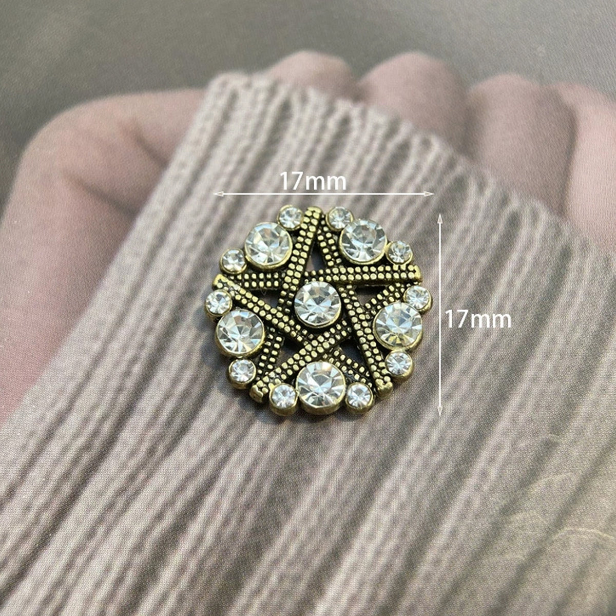 Vintage Crystal Starburst Clip-On Button (1 Piece)