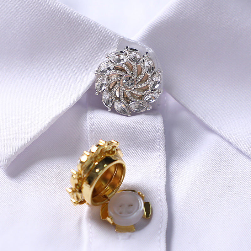 Crystal Swirl Rosette Clip-Over Button (1 Piece)