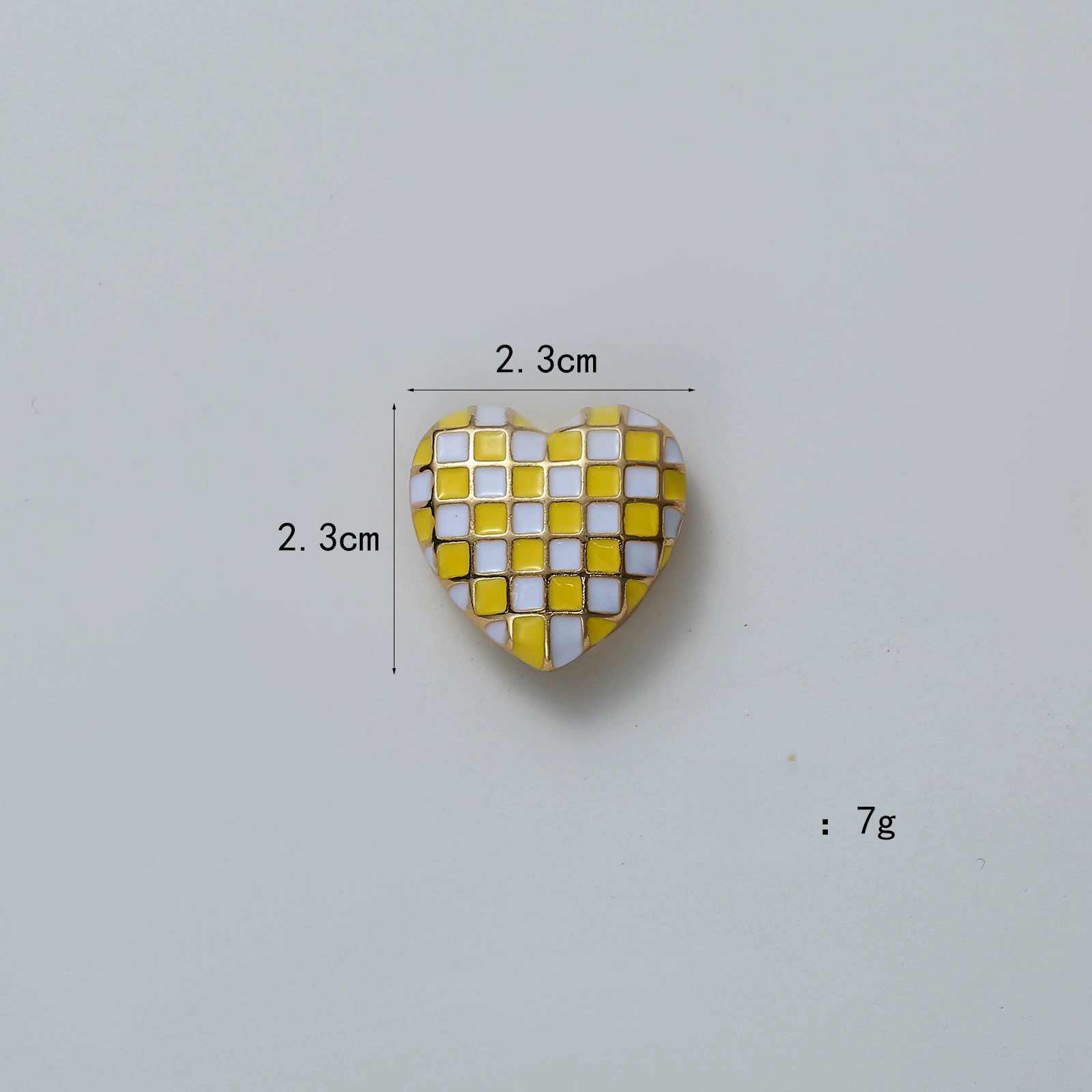 Checker Heart Enamel Clip-On Button (1 Piece)