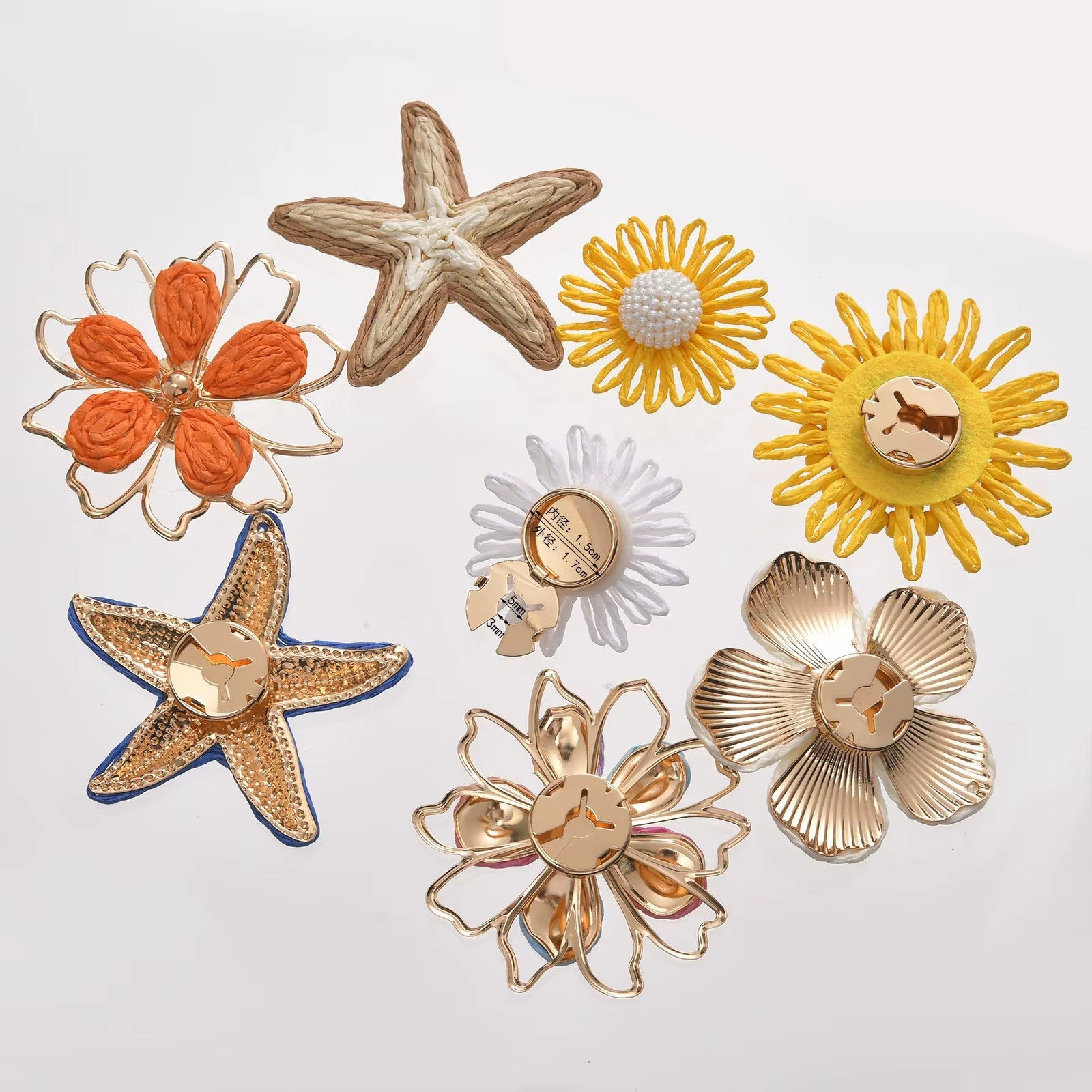 Floral & Starfish Clip-On Button Collection (1 Piece)