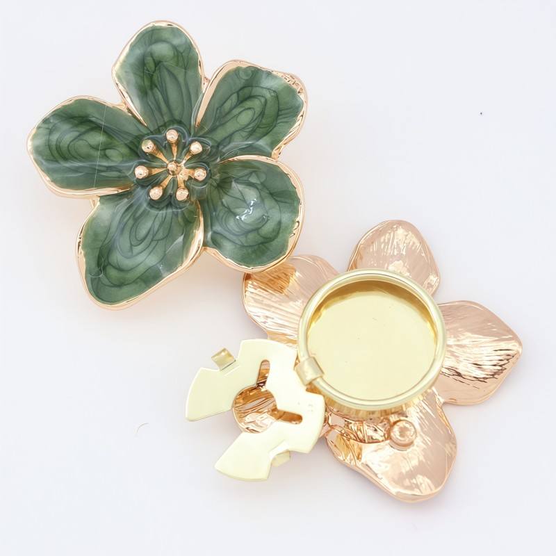 Marbled Enamel Blossom Clip-On Button (1 Piece)