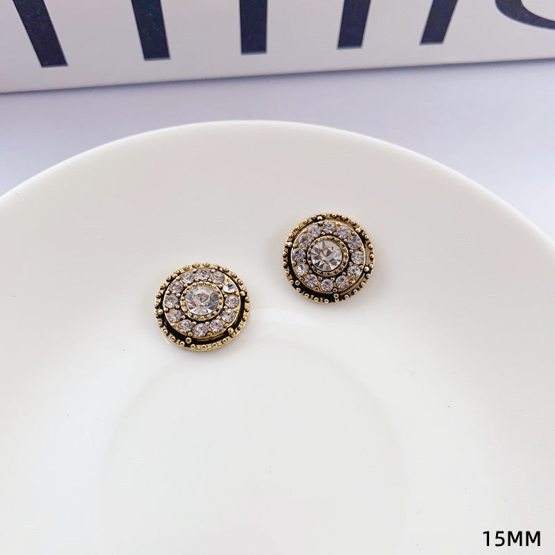 Vintage Crystal & Pearl Medallion Clip-On Button (1 Piece)