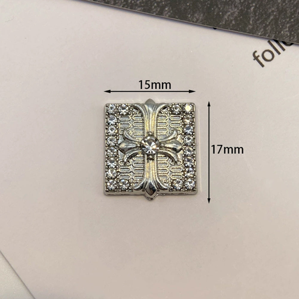 Vintage Ornate Rhinestone Square Clip-On Button (1 Piece)