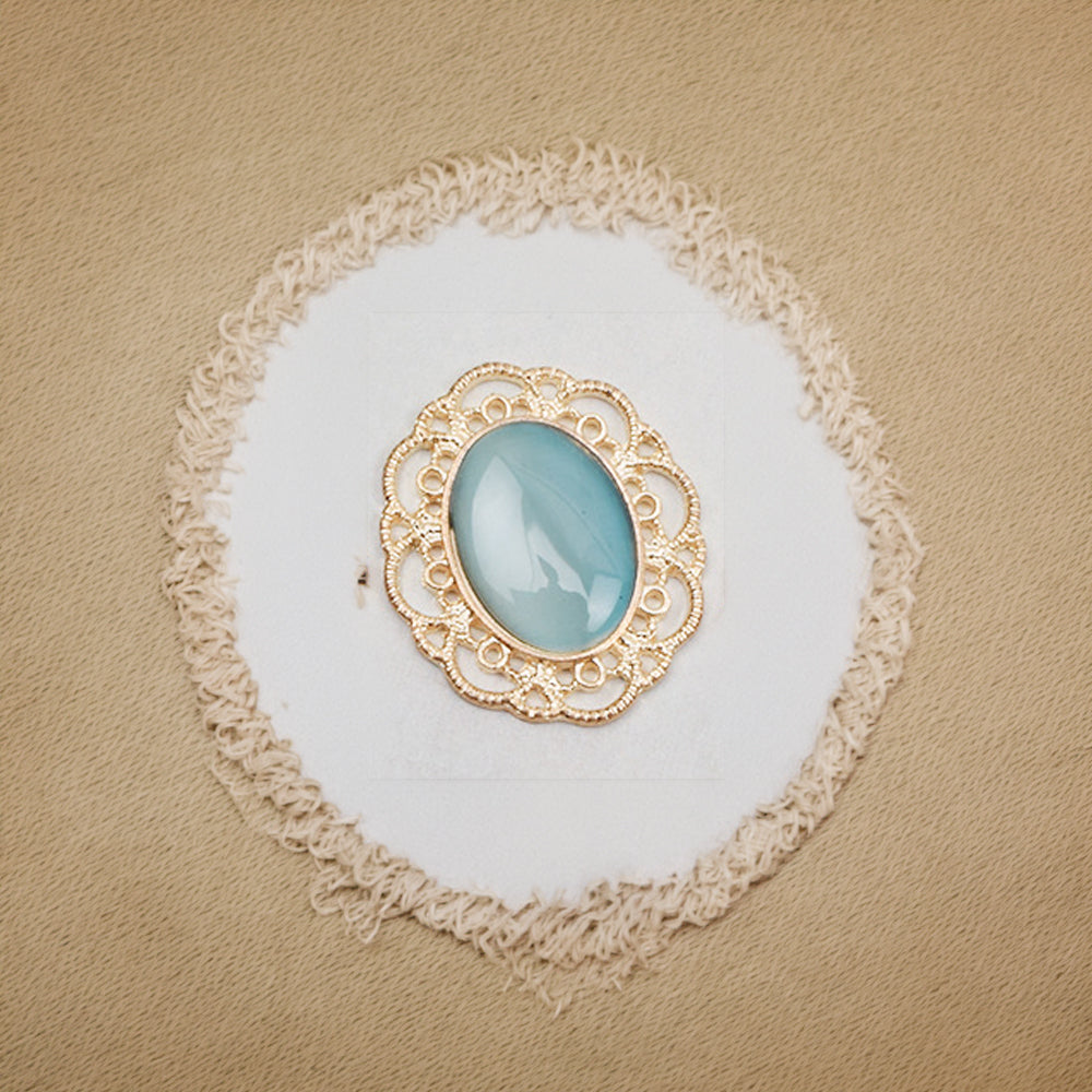 Vintage Opal Medallion Clip-On Button (1 Piece)