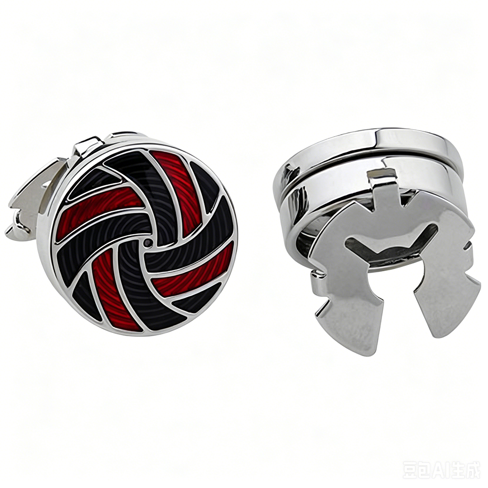 Red & Black Swirl Enamel Clip-On Button (1 Piece)