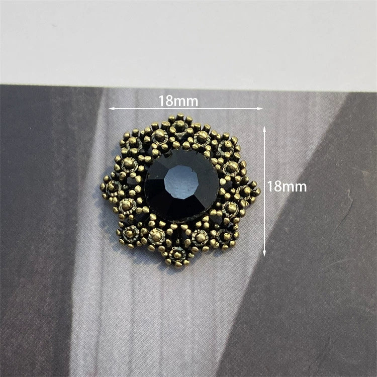 Midnight Vintage Crystal Clip-On Button (1 Piece)