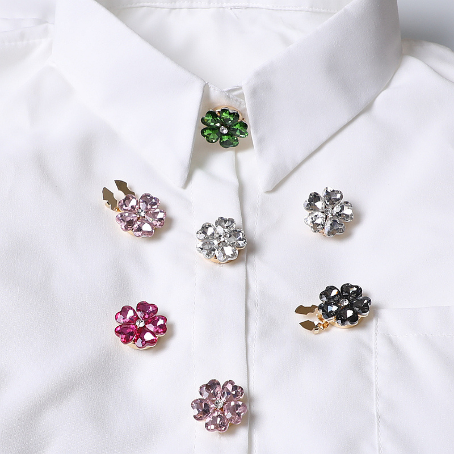 Sparkling Flower Clip-Over Detachable Buttons