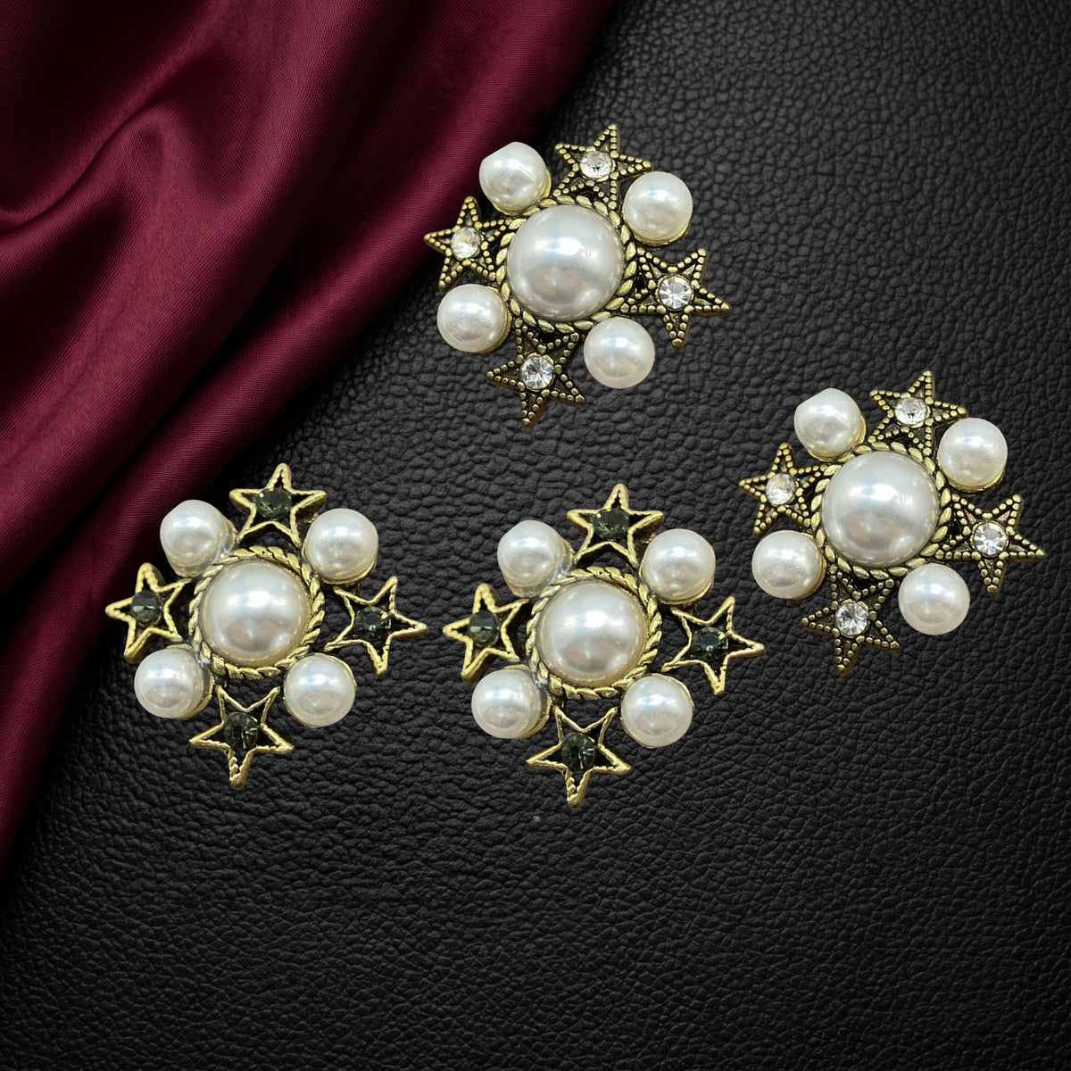 Vintage Pearl Starburst Clip-On Button (1 Piece)