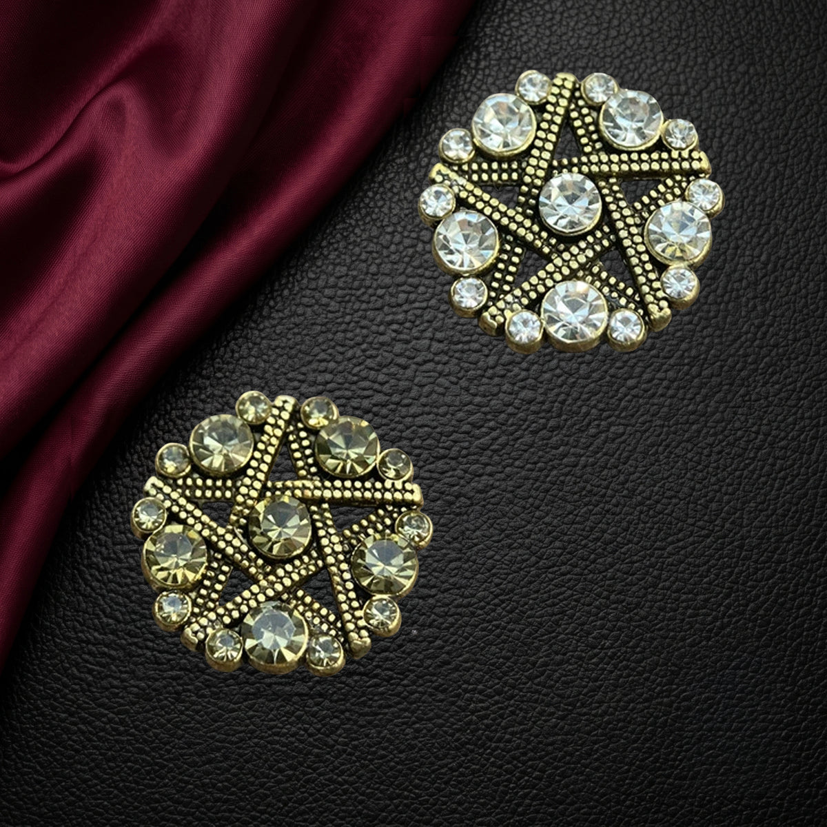 Vintage Crystal Starburst Clip-On Button (1 Piece)