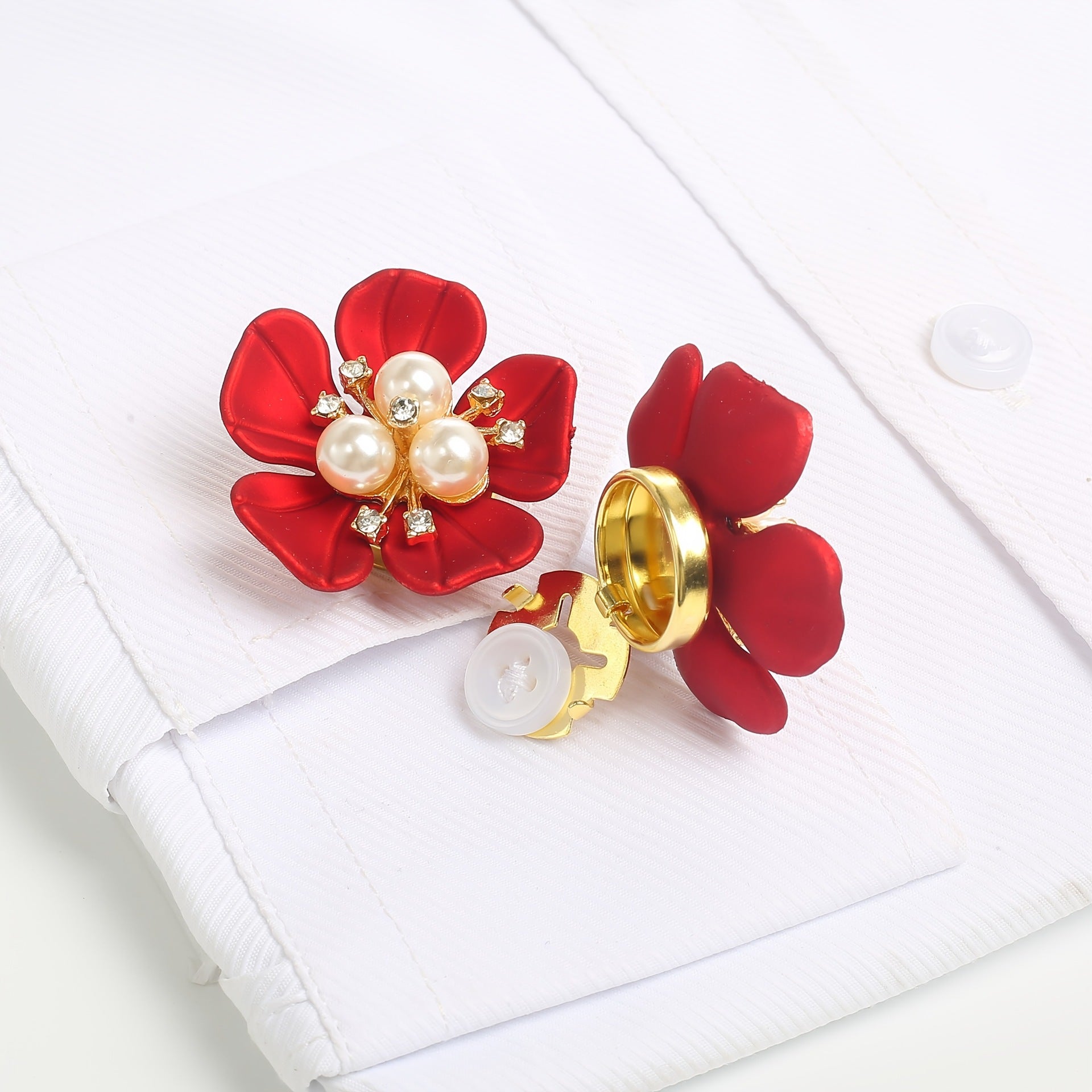 Multi Flower Pearl Bloom Clip-Over Button
