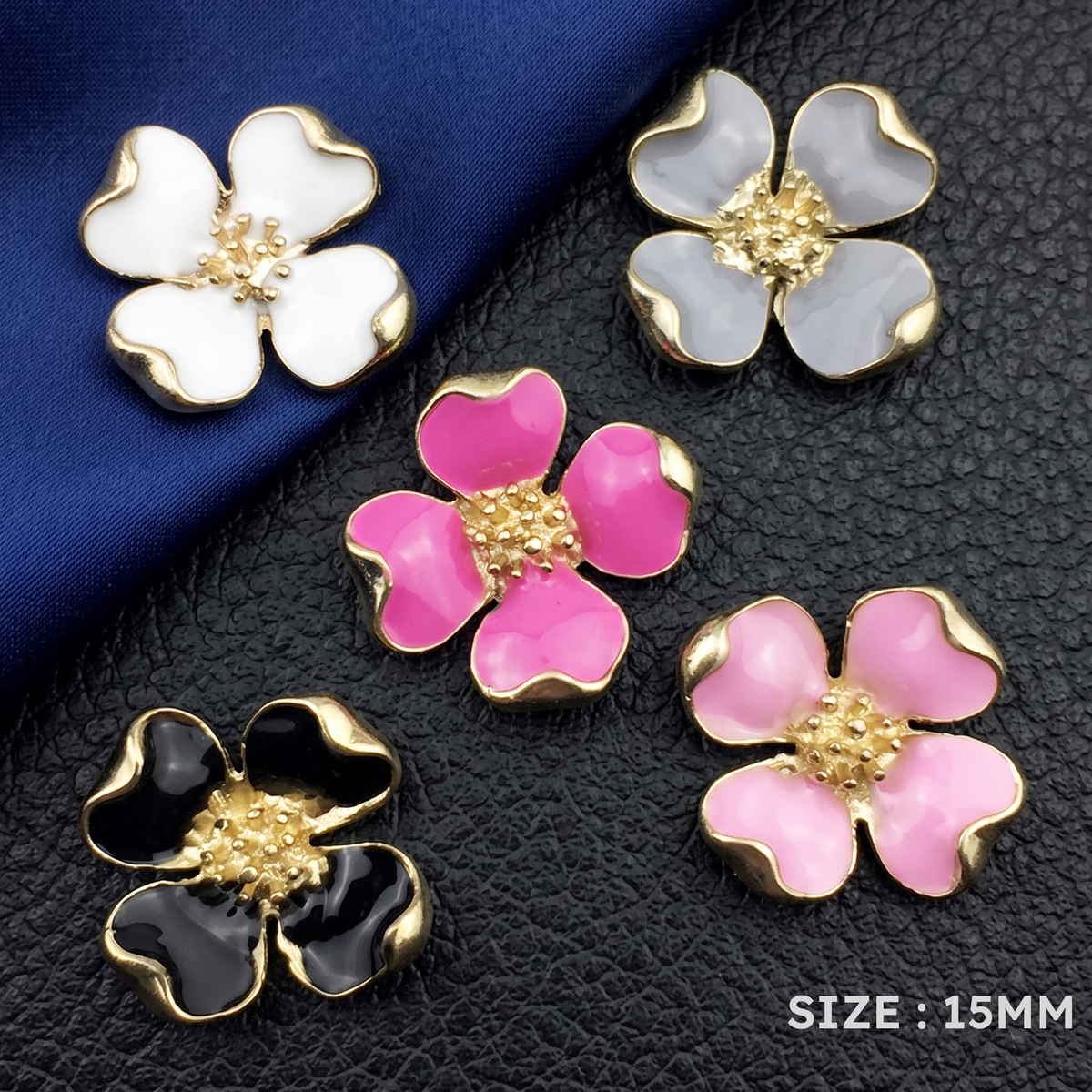 Pastel Enamel Blossom Clip-On Button (1 Piece)