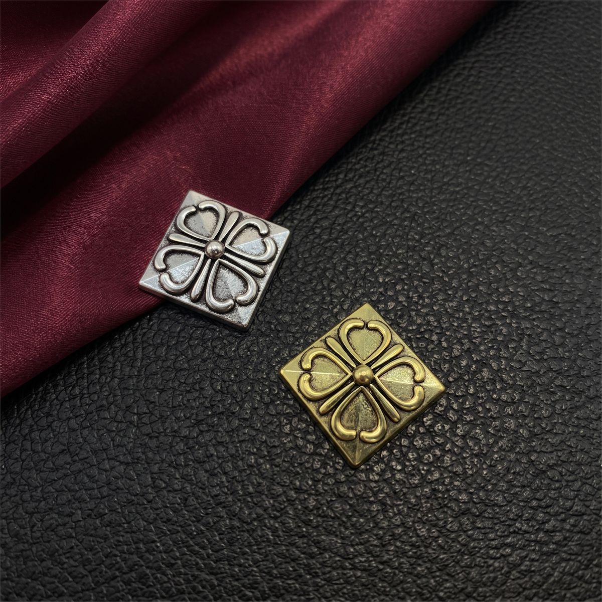 Vintage Heart Filigree Square Clip-On Button (1 Piece)