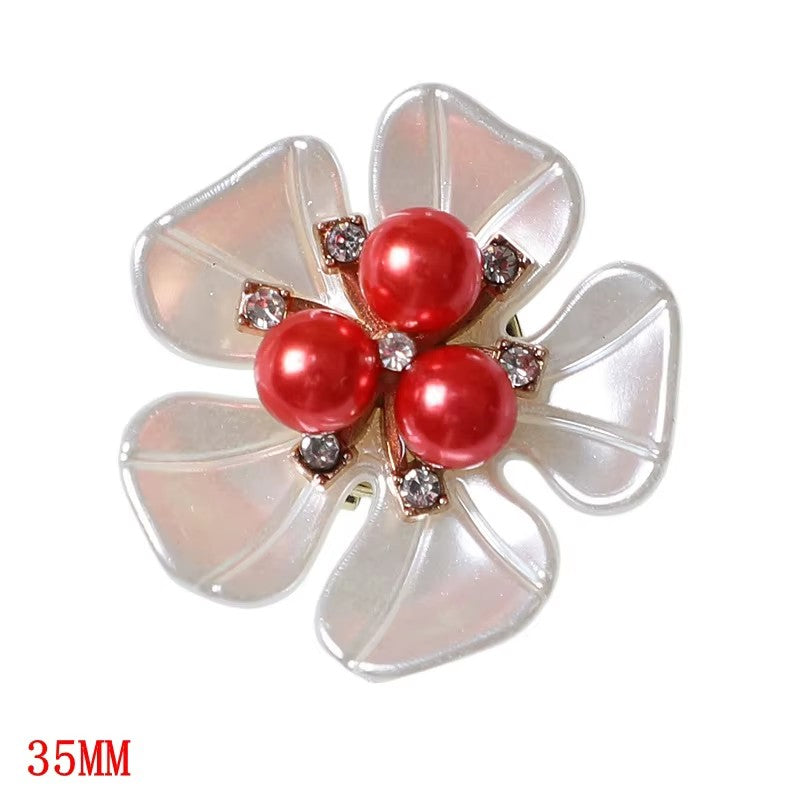 White Flower Pearl Bloom Clip-Over Button