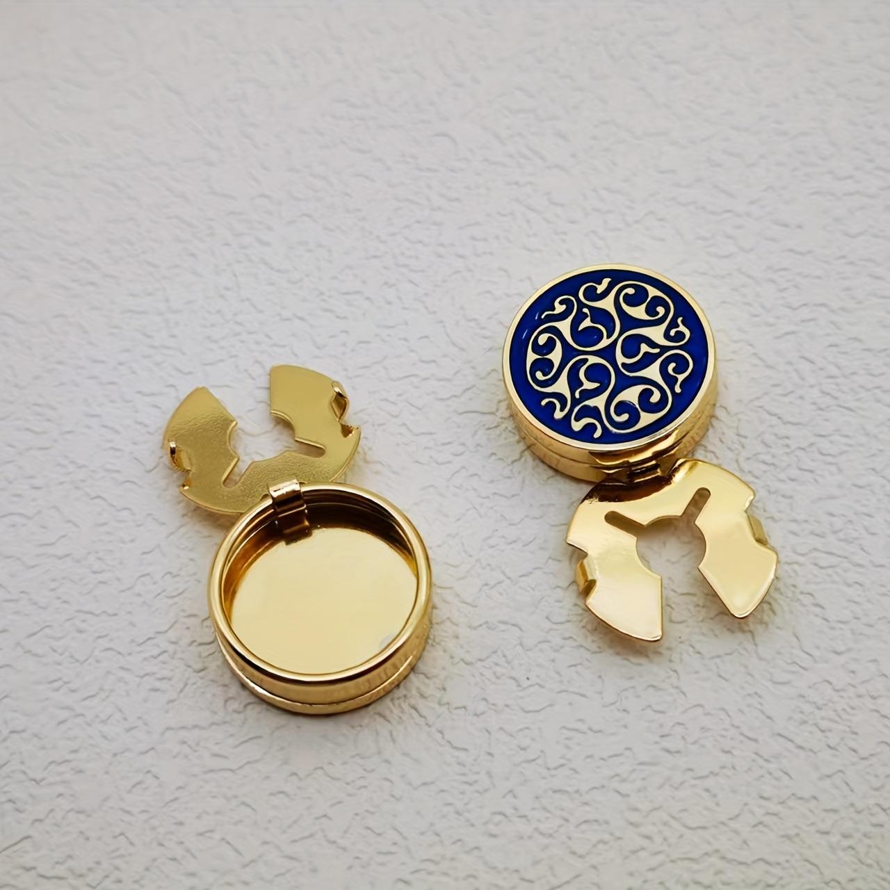 Blue Enamel Scroll Medallion Clip-Over Button