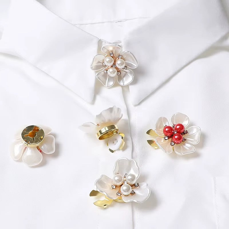 Pearl Shell Blossom Clip-Over Button