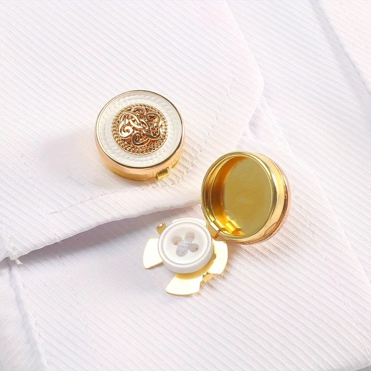 Vintage Enamel Medallion Clip-Over Button