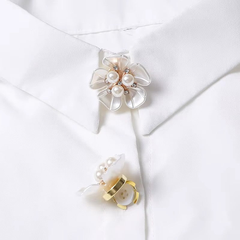 White Flower Pearl Bloom Clip-Over Button