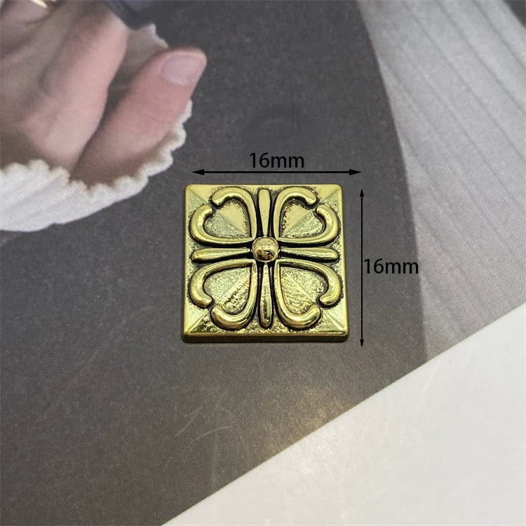 Vintage Heart Filigree Square Clip-On Button (1 Piece)