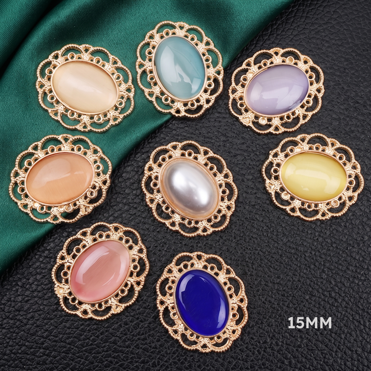 Vintage Opal Medallion Clip-On Button (1 Piece)