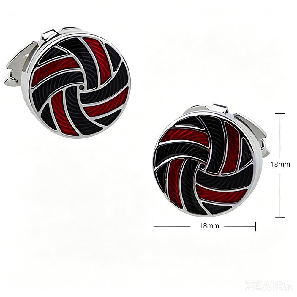 Red & Black Swirl Enamel Clip-On Button (1 Piece)